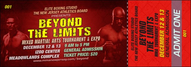 MMA Main Event Red Event Ticket