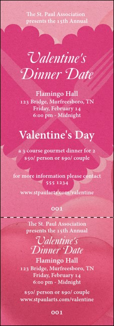 Valentines Dinner Date Event Ticket Product Front