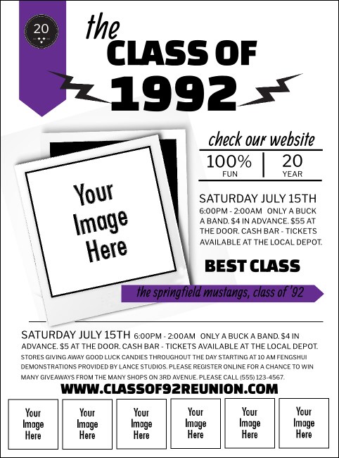 Class Reunion Mascot Purple Logo Flyer Product Front