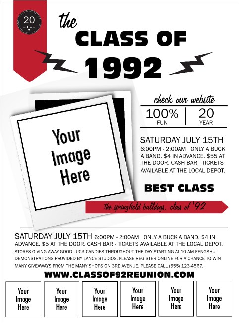 Class Reunion Mascot Red Logo Flyer Product Front