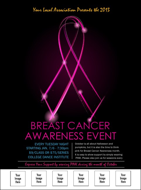 Breast Cancer Ribbon Sparkle Logo Flyer
