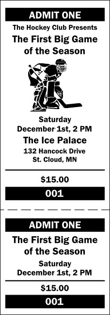 Hockey General Admission Ticket 001 Product Front