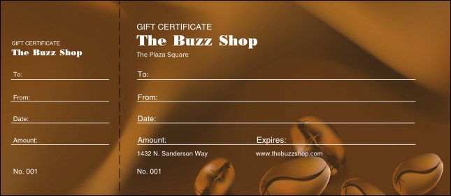 Coffee Bean Gift Certificate Product Front