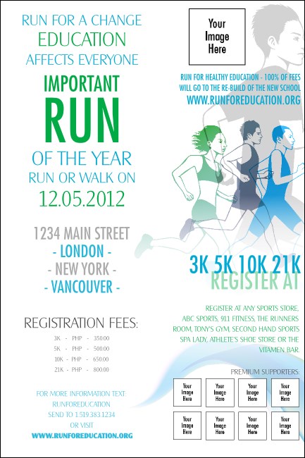 Run for a Cause Blue & Green Poster