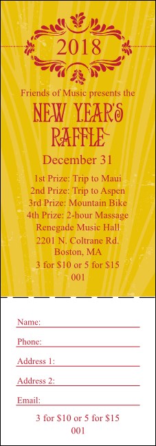 Year Gold Semi-Formal Raffle Ticket Product Front