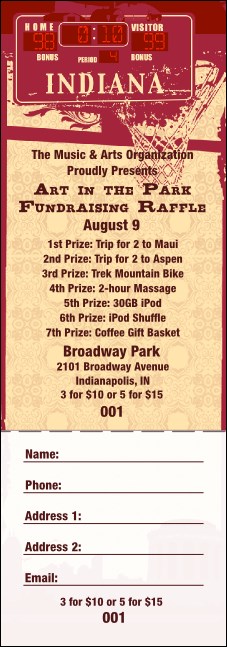 Indiana Raffle Ticket Product Front
