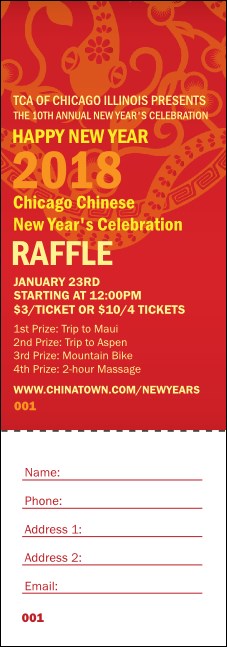 Chinese New Year Flower Snake Raffle Ticket Product Front