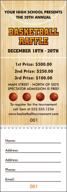 Basketball Court Raffle Ticket Product Front