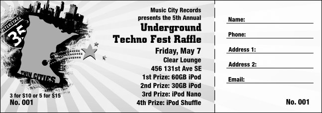 Twin Cities Raffle Ticket (black and white) Product Front