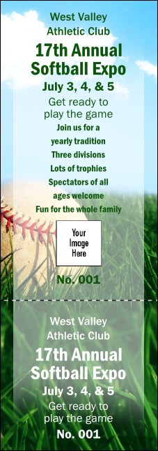 Softball Grass Event Ticket Product Front