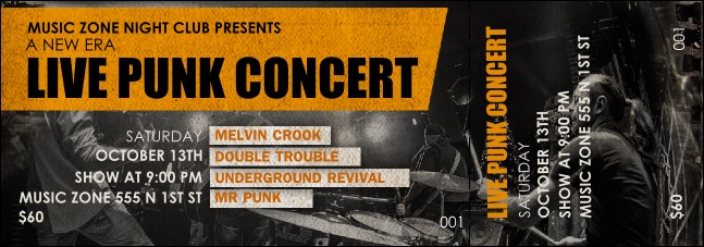 Punk Rock Event Ticket Product Front