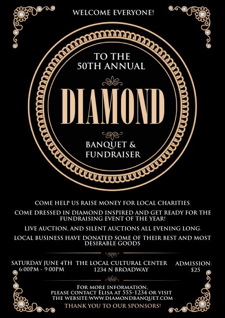 Diamonds Black Club Flyer Template | Eventgroove