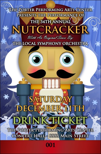 Nutcracker Ballet Drink Ticket Product Front