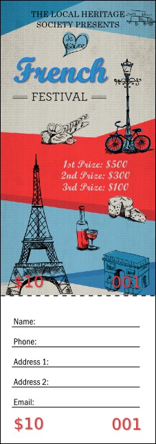 French Raffle Ticket Product Front