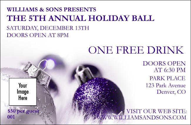 Christmas Ornament Purple Drink Ticket Product Front