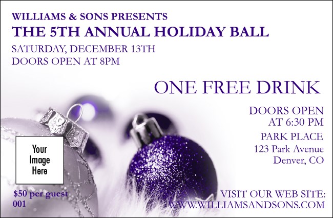 Christmas Ornament Purple Drink Ticket