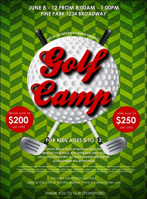 Golf Camp Flyer Product Front