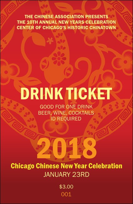 Chinese New Year Flower Snake Drink Ticket