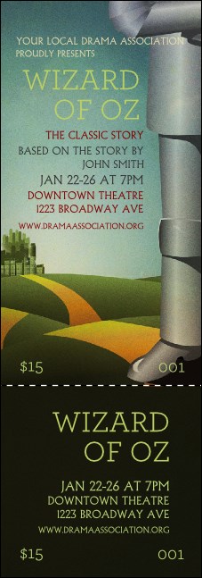 Wizard of Oz Event Ticket Product Front
