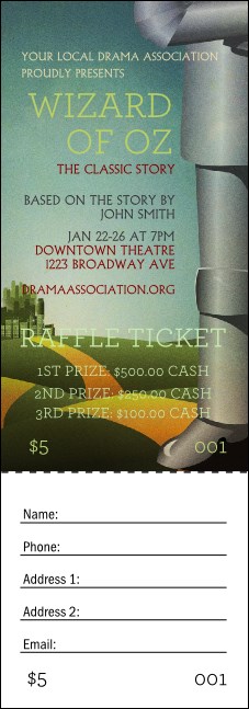 Wizard of Oz Raffle Ticket Product Front