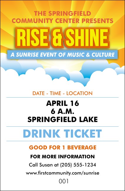 Sunrise Clouds Drink Ticket