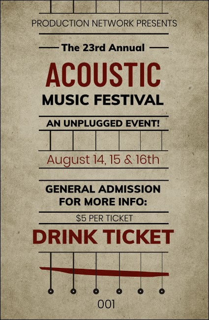 Acoustic Strings Drink Ticket Product Front