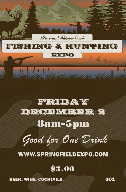 Fishing and Hunting Expo Green Camo Drink Ticket Product Front