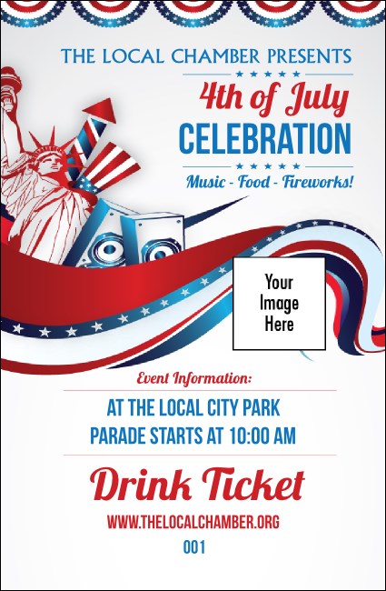 Fourth of July Freedom Drink Ticket Product Front