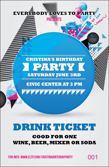 Birthday Party Geometric Drink Ticket