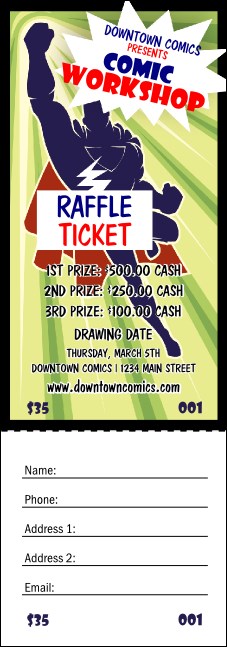 Comic Book Raffle Ticket