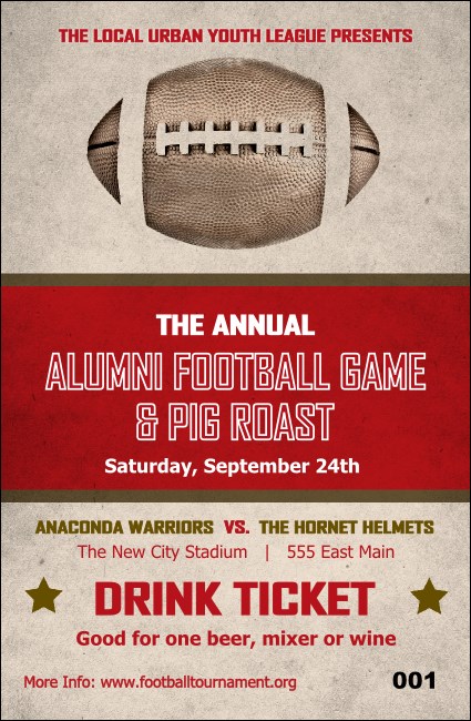 Football Red Drink Ticket Product Front