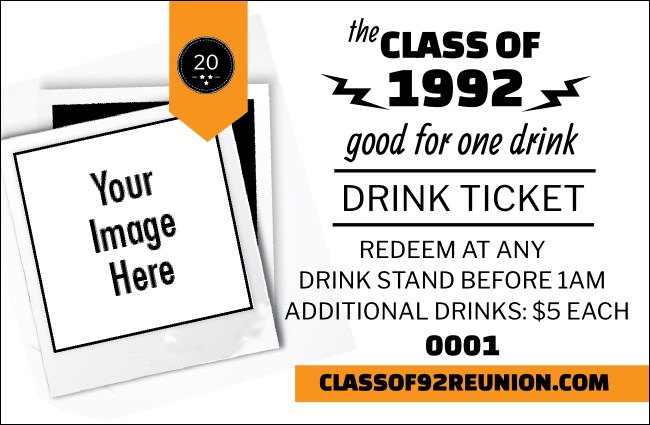 Class Reunion Mascot Orange Drink Ticket