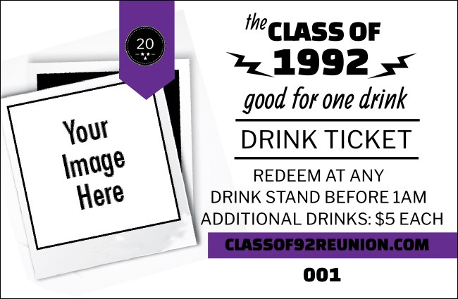 Class Reunion Mascot Purple Drink Ticket