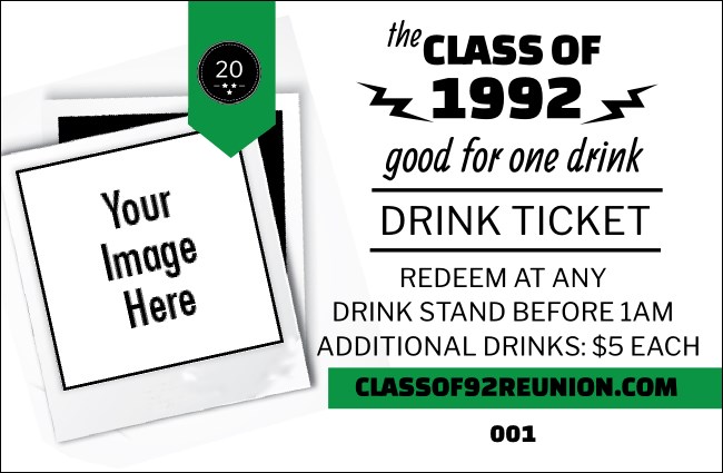 Class Reunion Mascot Green Drink Ticket