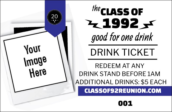 Class Reunion Mascot Blue Drink Ticket