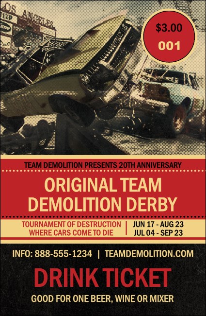 Demolition Derby Drink Ticket Product Front
