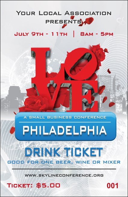 Philadelphia Rose Drink Ticket Product Front