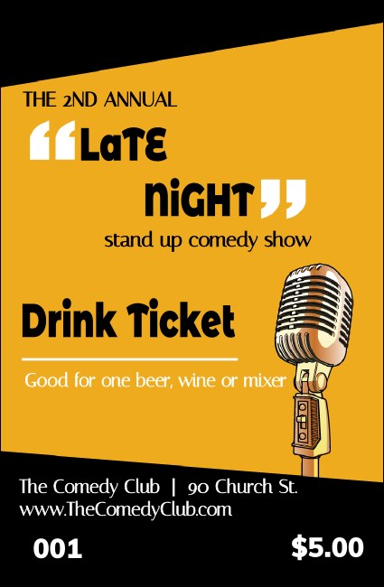 Comedy Retro Microphone Drink Ticket