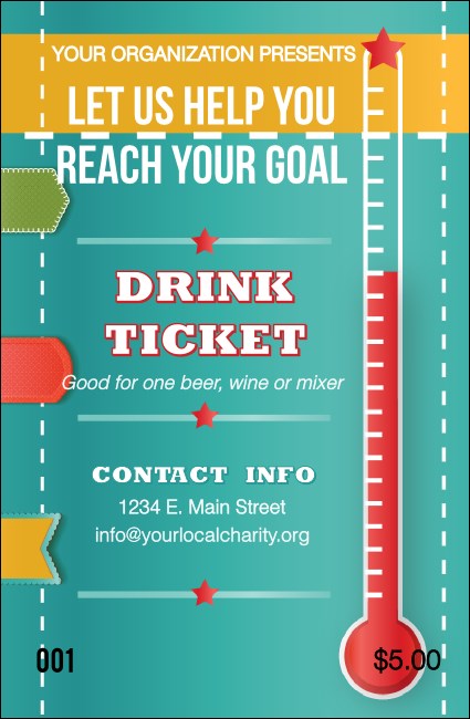 Fundraising Thermometer Drink Ticket
