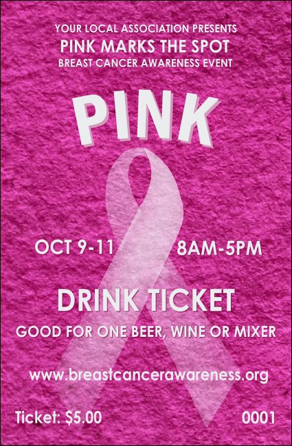 Breast Cancer Pink Ribbon Drink Ticket