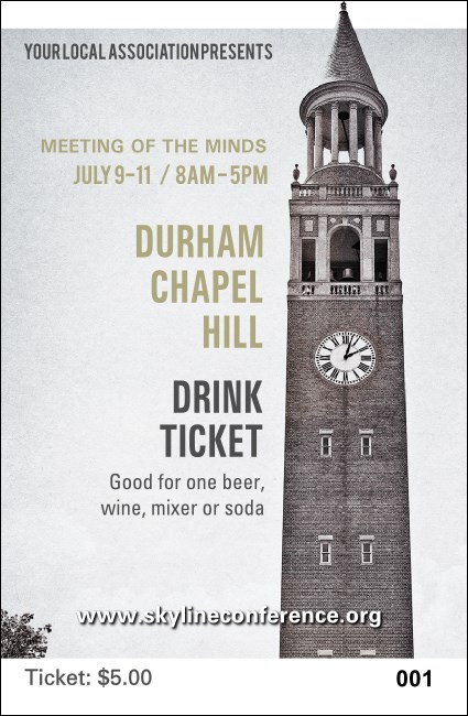 Chapel Hill Drink Ticket Product Front