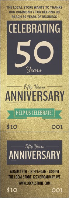 50th Anniversary Event Ticket Product Front