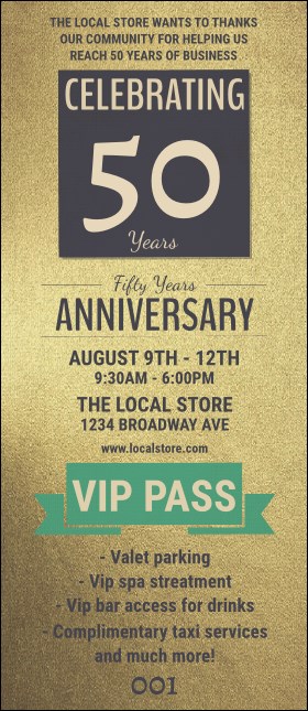 50th Anniversary VIP Pass Product Front