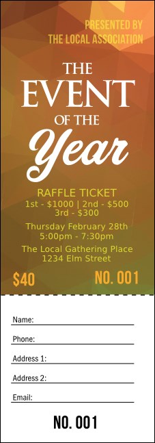 Orange Geometric Raffle Ticket