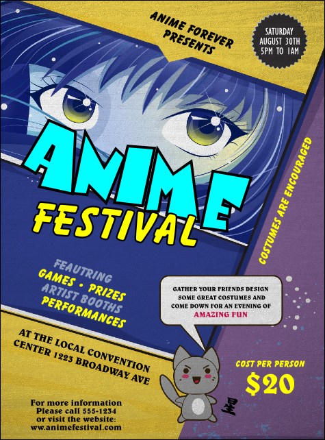 Free PSD | Anime comic style flyer template