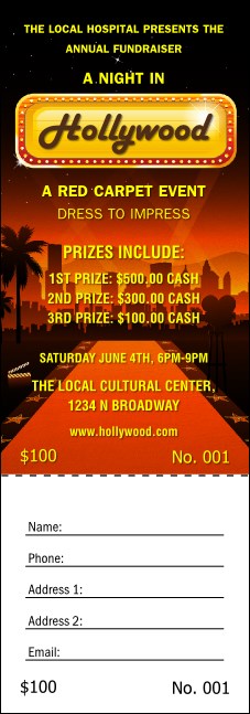 Hollywood Skyline Raffle Ticket Product Front