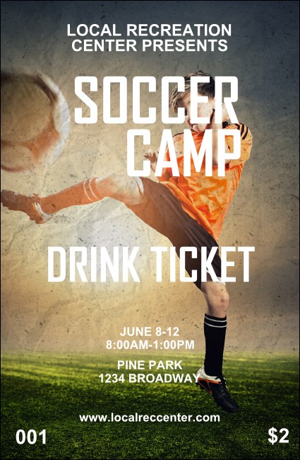 Soccer Camp Drink Ticket Product Front