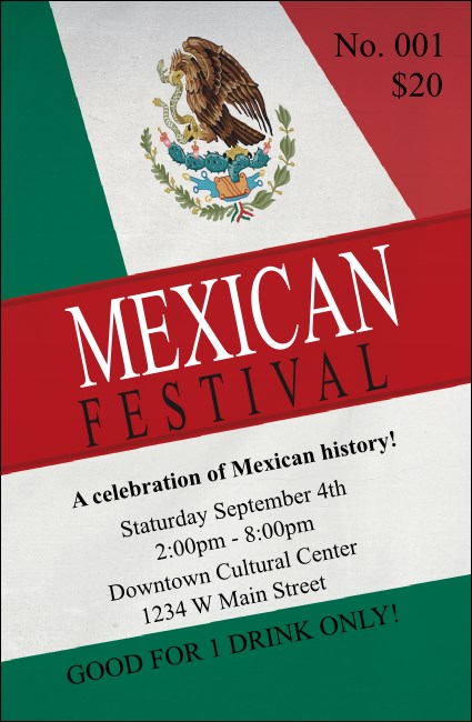 Mexican Flag Drink Ticket Product Front