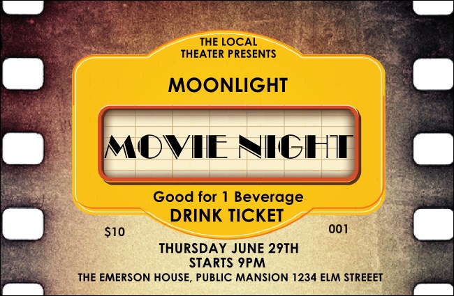 Movie Strip Drink Ticket