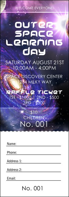 Space Theme Raffle Outer Space Raffle Ticket